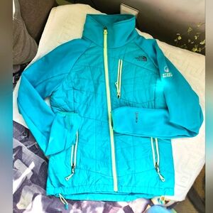 The North Face womens medium steep series turquoise blue lime green jacket coat